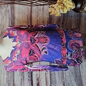 NEW STYLE & CO 3/4 SLEEVE PAISLEY RHINESTONE PULLOVER TEE